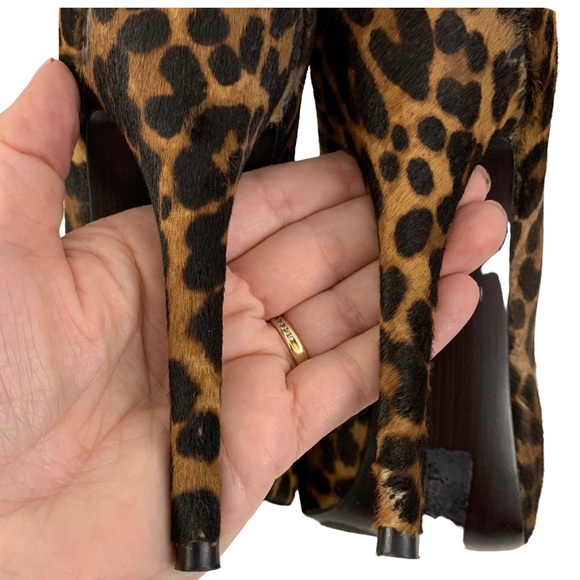 Stuart Weitzman Pony Hair Leopard Animal Print Open Toe Stiletto Heels 8.5 - Picture 7 of 12